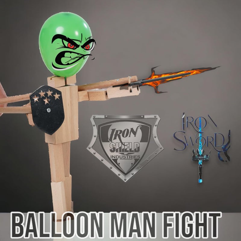 Akargol Handmade Wooden Fencing Puppets - XLarge 2025 New Sword Duel Game Best Family Board Games for Christmas 2-Player Wooden Robot Battle Balloon Game, Whack a Balloon Party Games for 2 Players - Image 4